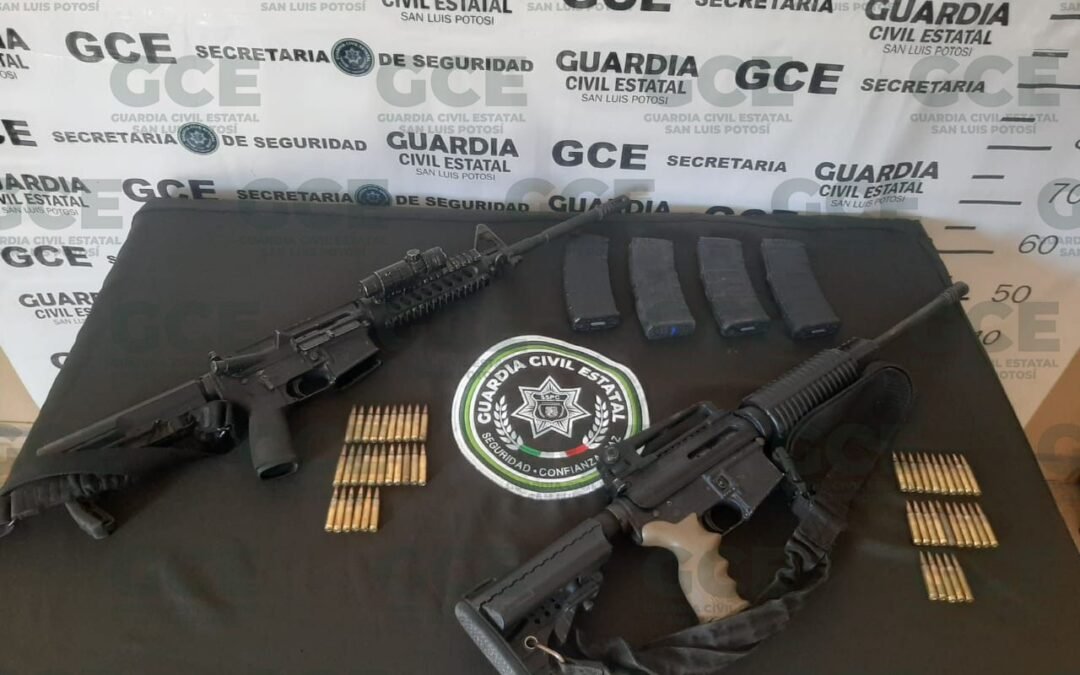 GCE ASEGURA ARMAMENTO Y VEHÍCULO DE PRESUNTO GRUPO DELICTIVO EN CHARCAS