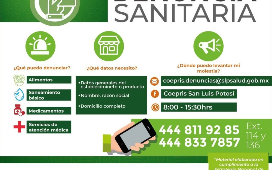 LA POBLACIÓN PUEDE PARTICIPAR EN EL CONTROL SANITARIO REALIZANDO DENUNCIAS SANITARIAS.
