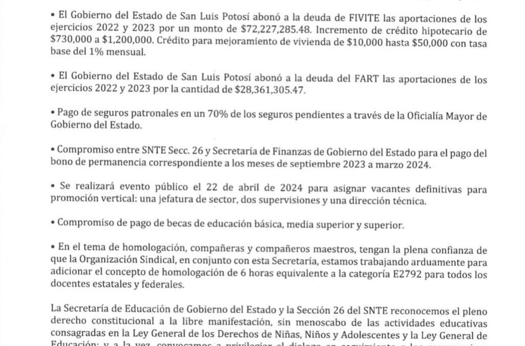 CUMPLEN ACUERDOS A FAVOR DE TRABAJADORES DE LA EDUCACIÓN 