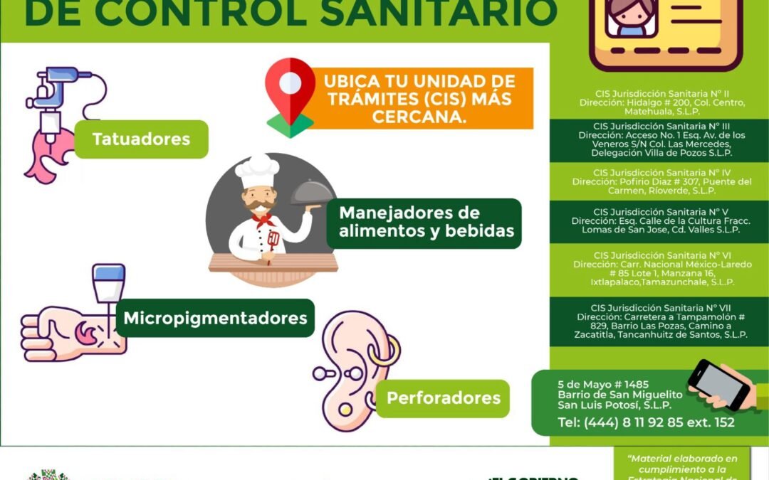 TODO MANEJADOR DE ALIMENTOS DEBE CONTAR CON TARJETA DE CONTROL SANITARIO.
