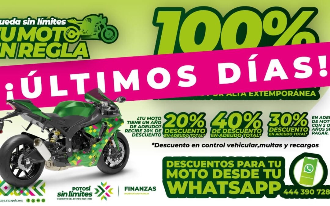 ÚLTIMOS DÍAS PARA APROVECHAR DESCUENTOS EN LA REGULARIZACIÓN DE MOTOCICLETAS